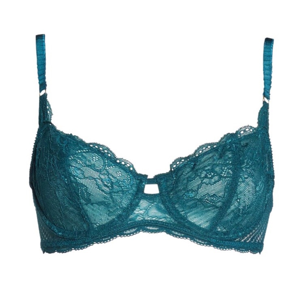 Sam Edelman Deep Teal Underwire Lace Demi Bra 34 D - Picture 6 of 6